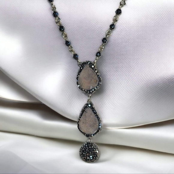 🆕️Turkish Handcrafted 925 Silver Druzy Chalcedony Necklace Elegant Gemstones - Picture 7 of 11